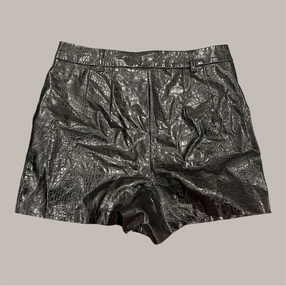 Express Pants - Express Black Croc-Embossed High-Waist Shorts